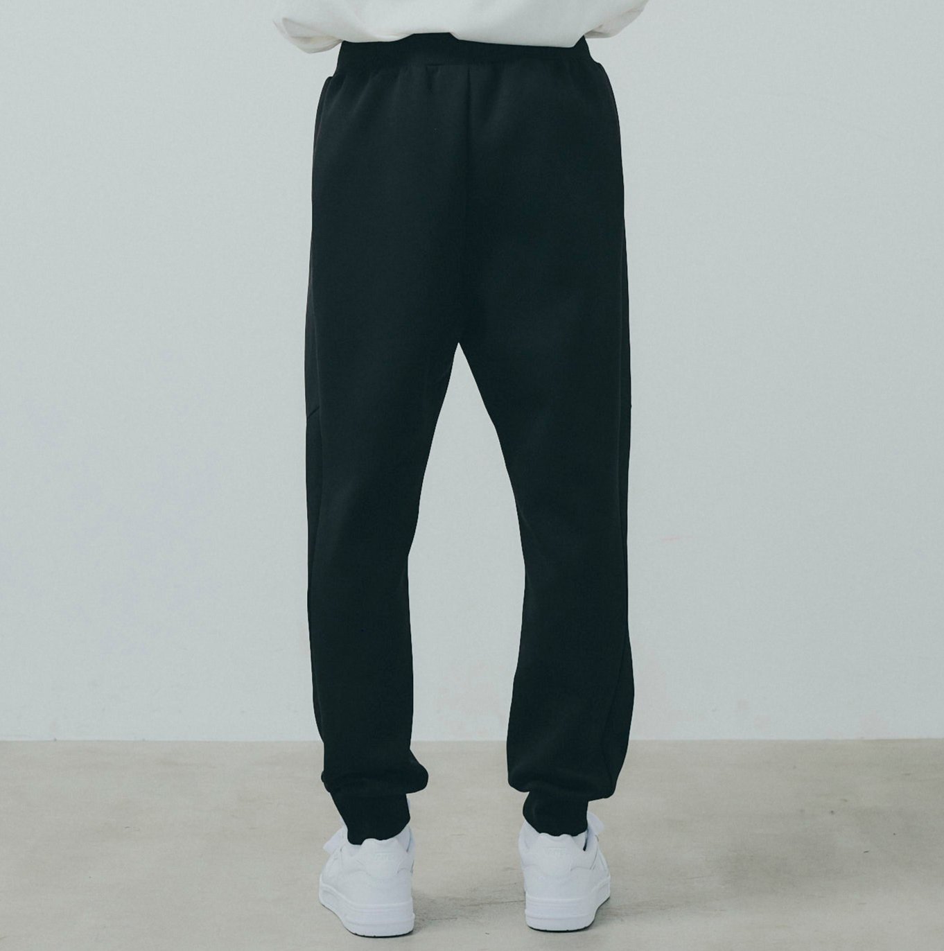 スウェットパンツ 伸びる ナイロン異素材ミックス ブラック