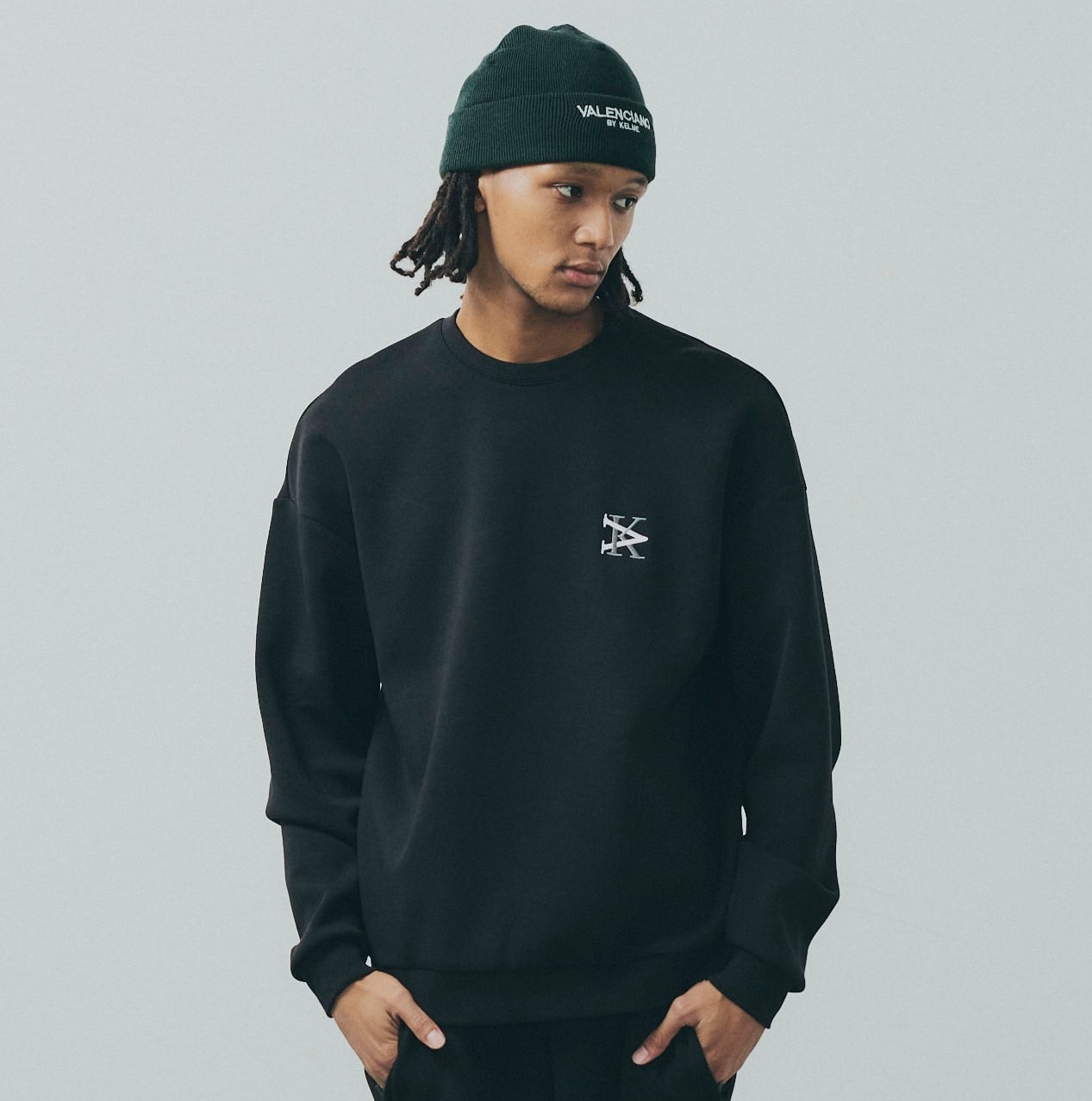 スウェット クルーネック ブラック