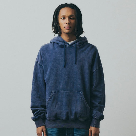 染めパーカー フーディ インディゴブルー