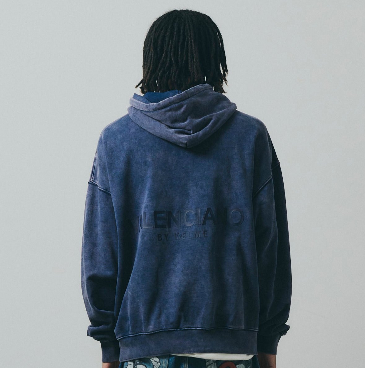 染めパーカー フーディ インディゴブルー