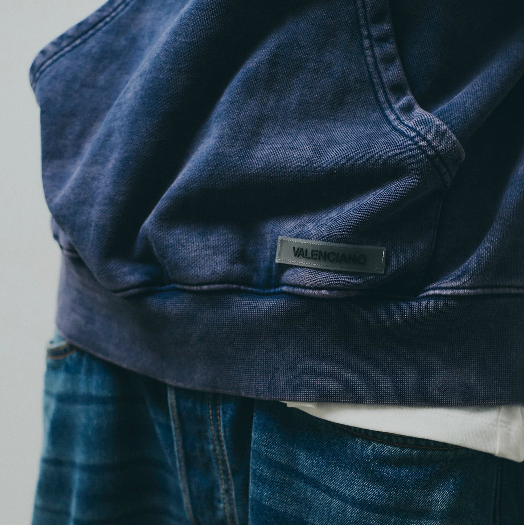 染めパーカー フーディ インディゴブルー