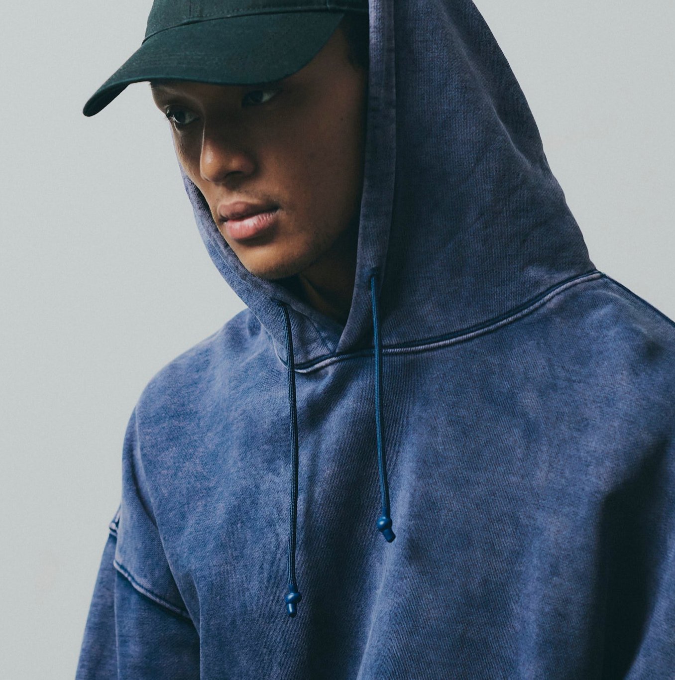 染めパーカー フーディ インディゴブルー