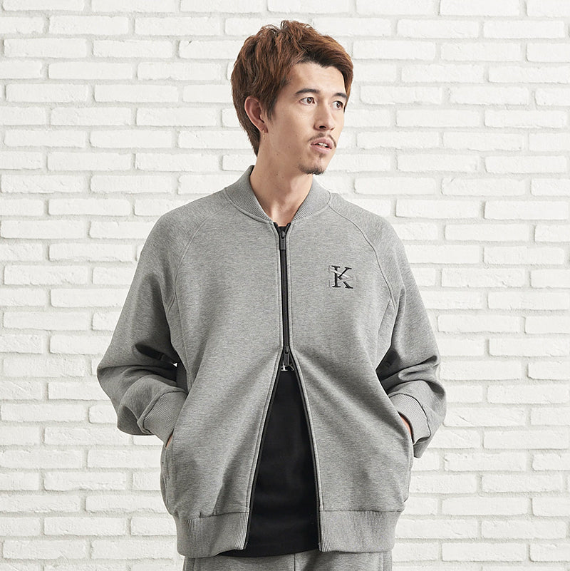 トラックジャケット スウェット ダブルジップ グレー