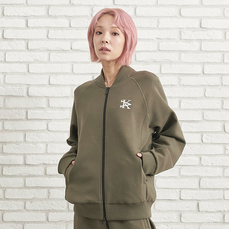 トラックジャケット スウェット ダブルジップ カーキ