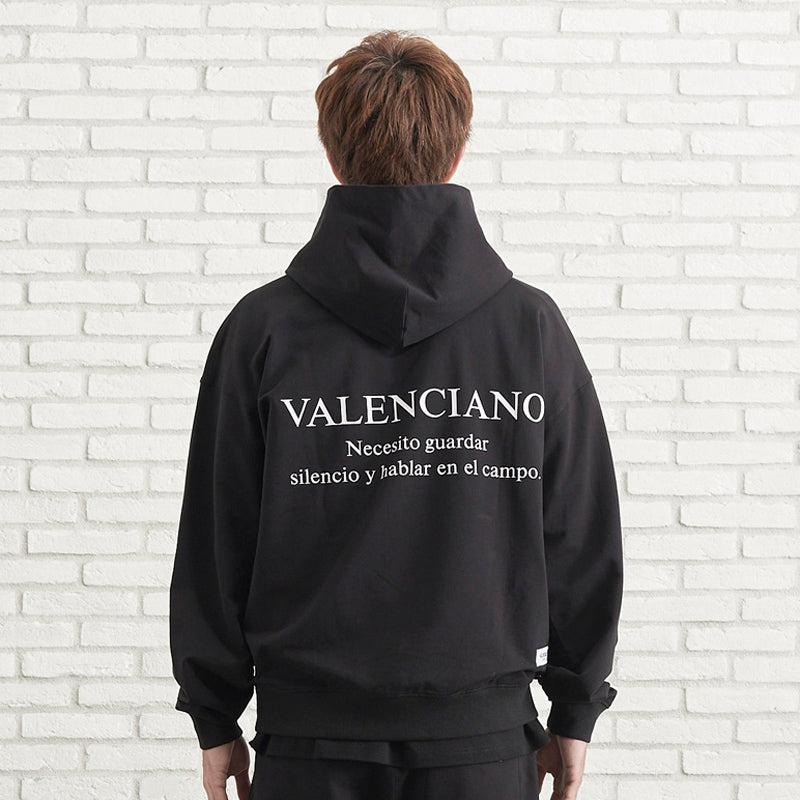 VALENCIANOBYKELME メンズ レディース スウェットパーカー フーディ プルオーバー ビッグシルエット ブラック／ヘザーグレー –  VALENCIANO BY KELME